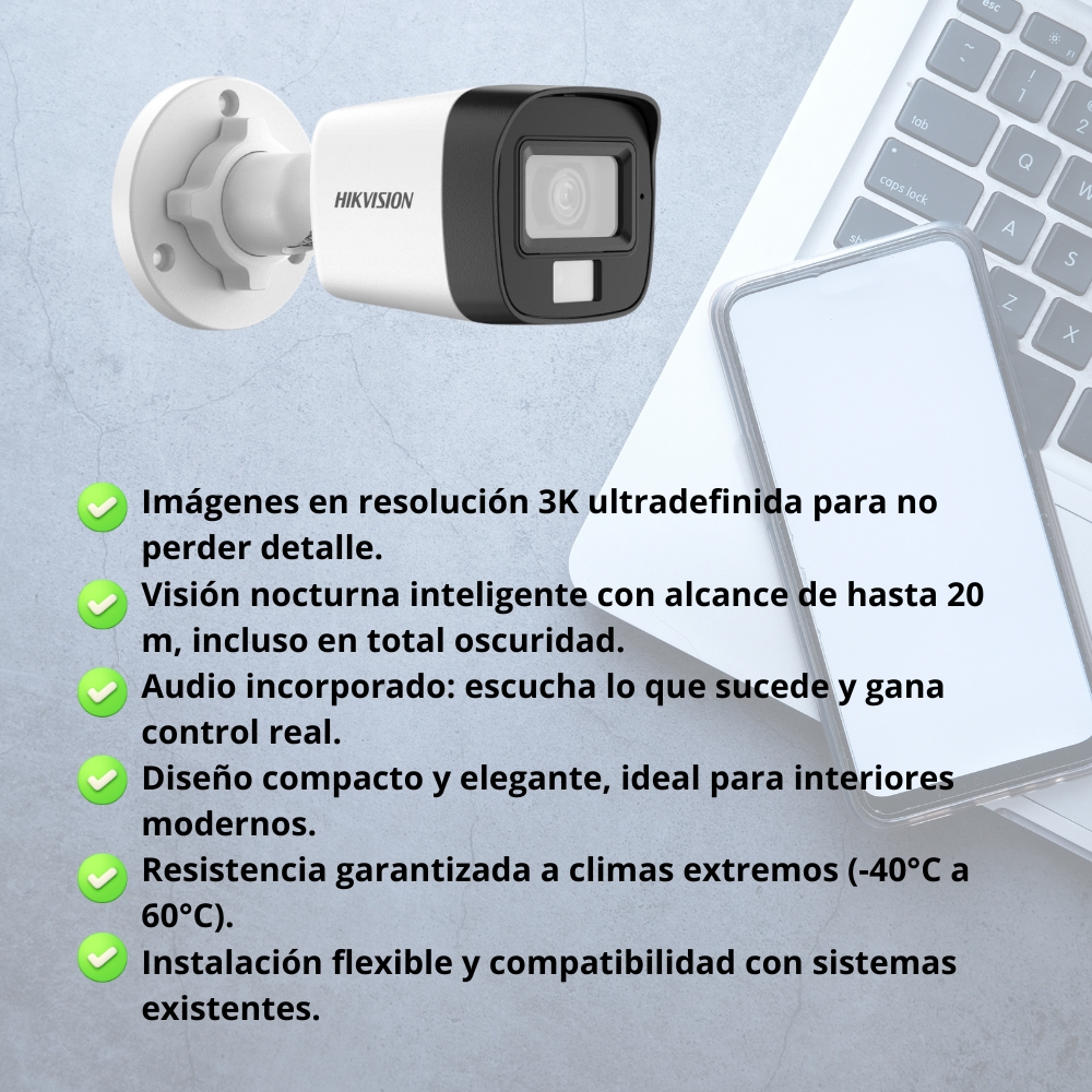 IntechCam 3K Pro: 3K Smart Hybrid Light Audio Fixed Mini Bullet Camera - Imagen 4
