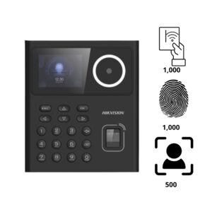 FaceLock Pro: HIKVISION DS-K1T320EFWX-B Terminal Min Moe WiFi Administrable por Nube / Acceso y Asistencia / Huella, Facial y Tarjetas MIFARE / 500 rostros y 1,000 Huellas y Tarjetas / Detección de Cubrebocas