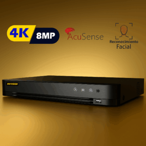 VigilantX: HK/ IDS-7208HUHI-M1/X DVR 8 Canales + 8 Canales IP/8 Megapixel (4K)/Audio de Dos vias/Reconocimiento Facial /ACUSENSE